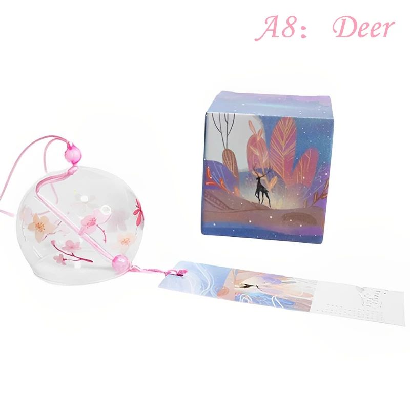 Handmade Japanese Glass Wind Bell Furin Sakura Cherry Blossom Wind Chime Decor 13