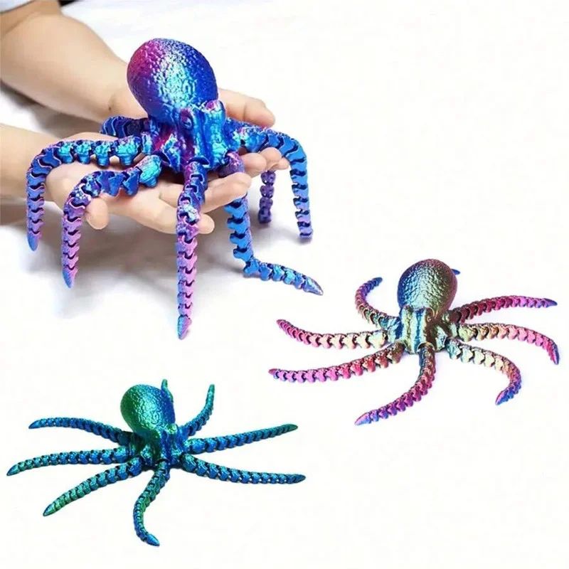 Flexible 3D Printed Octopus Figurine Movable Ocean Animal Desk Aquarium Decor Toy 5
