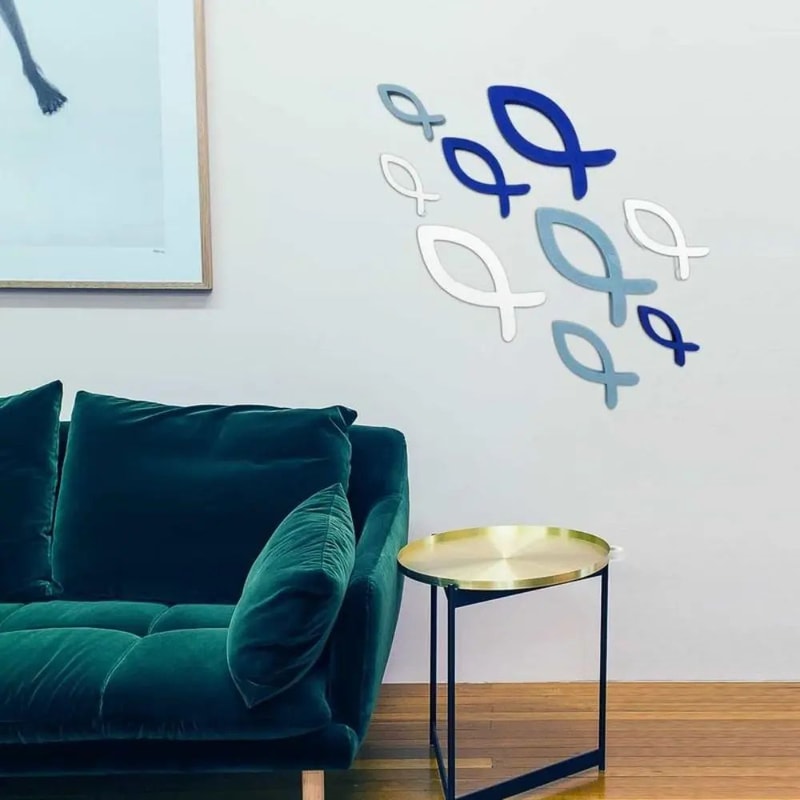 9pcs Wooden Ocean Fish Wall Decor Coastal Mediterranean Nautical Wall Art Set 1