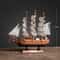 Wooden Sailboat Model Decor Mediterranean Style Nautical Home Ornament 12
