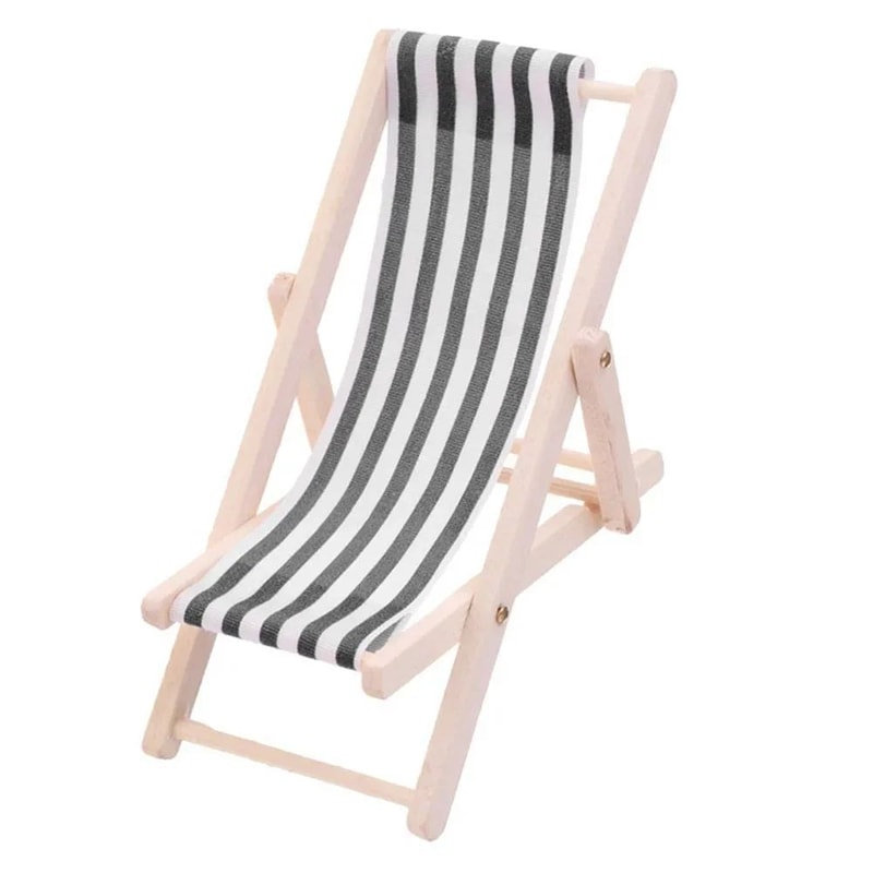 Miniature Folding Beach Chair Wooden Table Set 112 Dollhouse Beach Scene Accessories 6