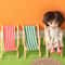 Mini Wooden Dollhouse Beach Chair Outdoor Reclining Miniature Furniture Accessory 0