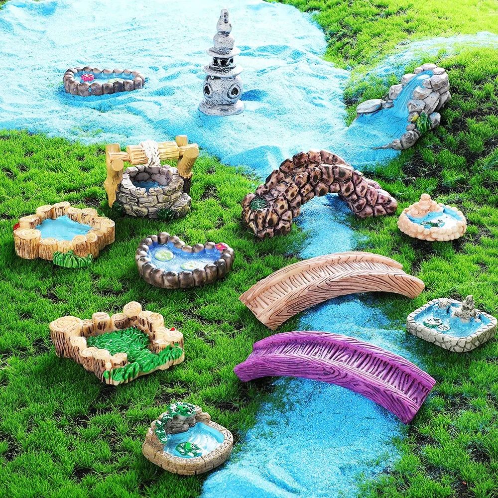 Miniature Fairy Garden Lighthouse Bridge Resin Ornament DIY Landscape Decor Accessories 1