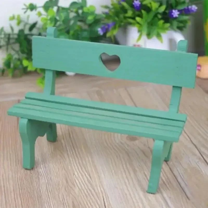 Mini Wooden Bench Fairy Garden Ornament Dollhouse Micro Landscape Decor 4