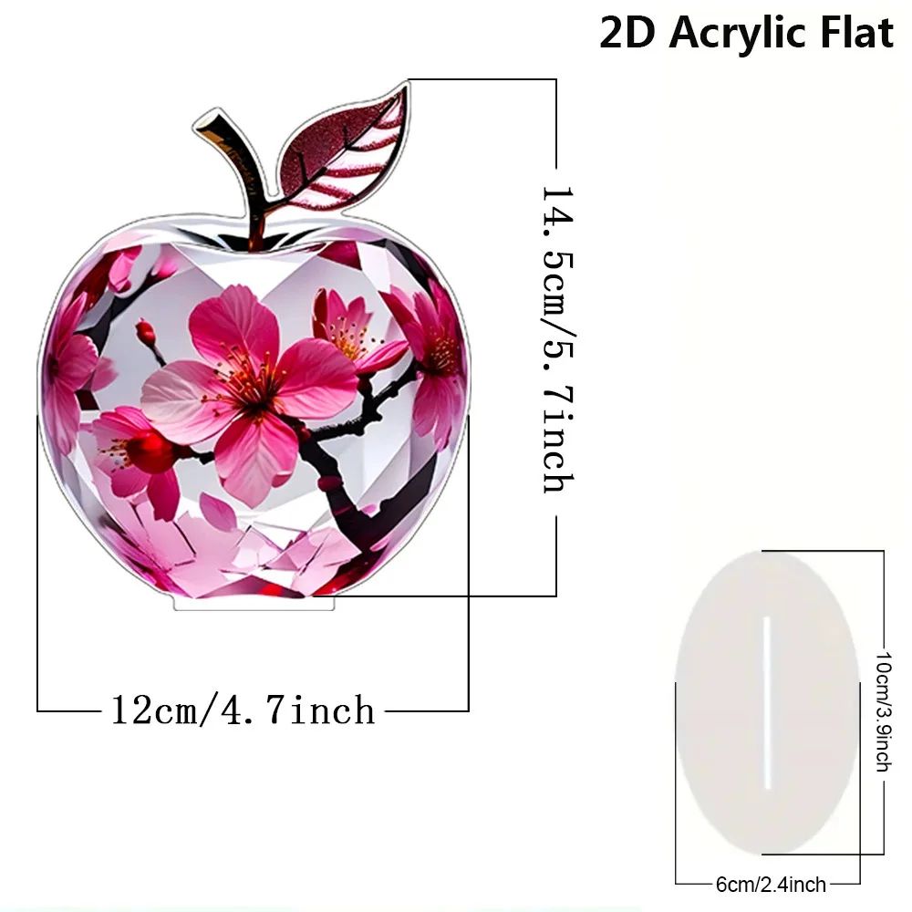 Crystal Apple Figurine Paperweight Clear Acrylic Handmade Desk Home Decor Ornament 11