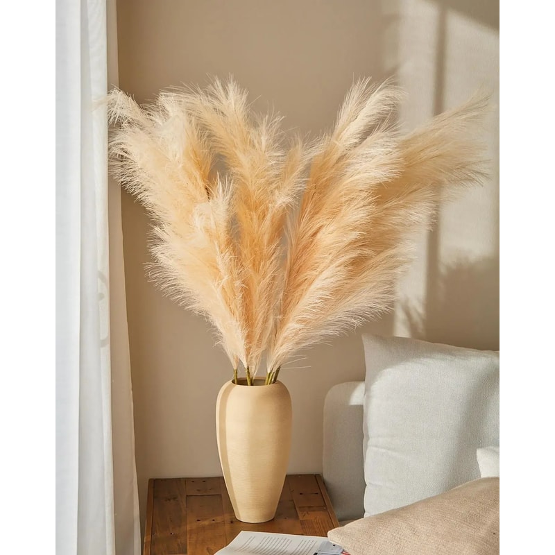 Large Artificial Faux Pampas Grass Stems 47in Tall Fluffy Boho Home Decor 3
