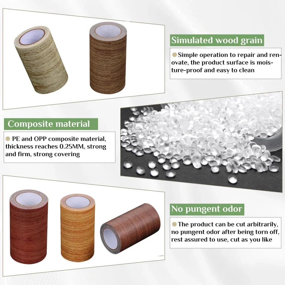 SelfAdhesive Wood Grain Repair Tape PVC Furniture Restoration Sticker Roll 4