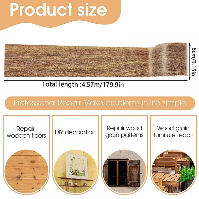 SelfAdhesive Wood Grain Repair Tape PVC Furniture Restoration Sticker Roll 5