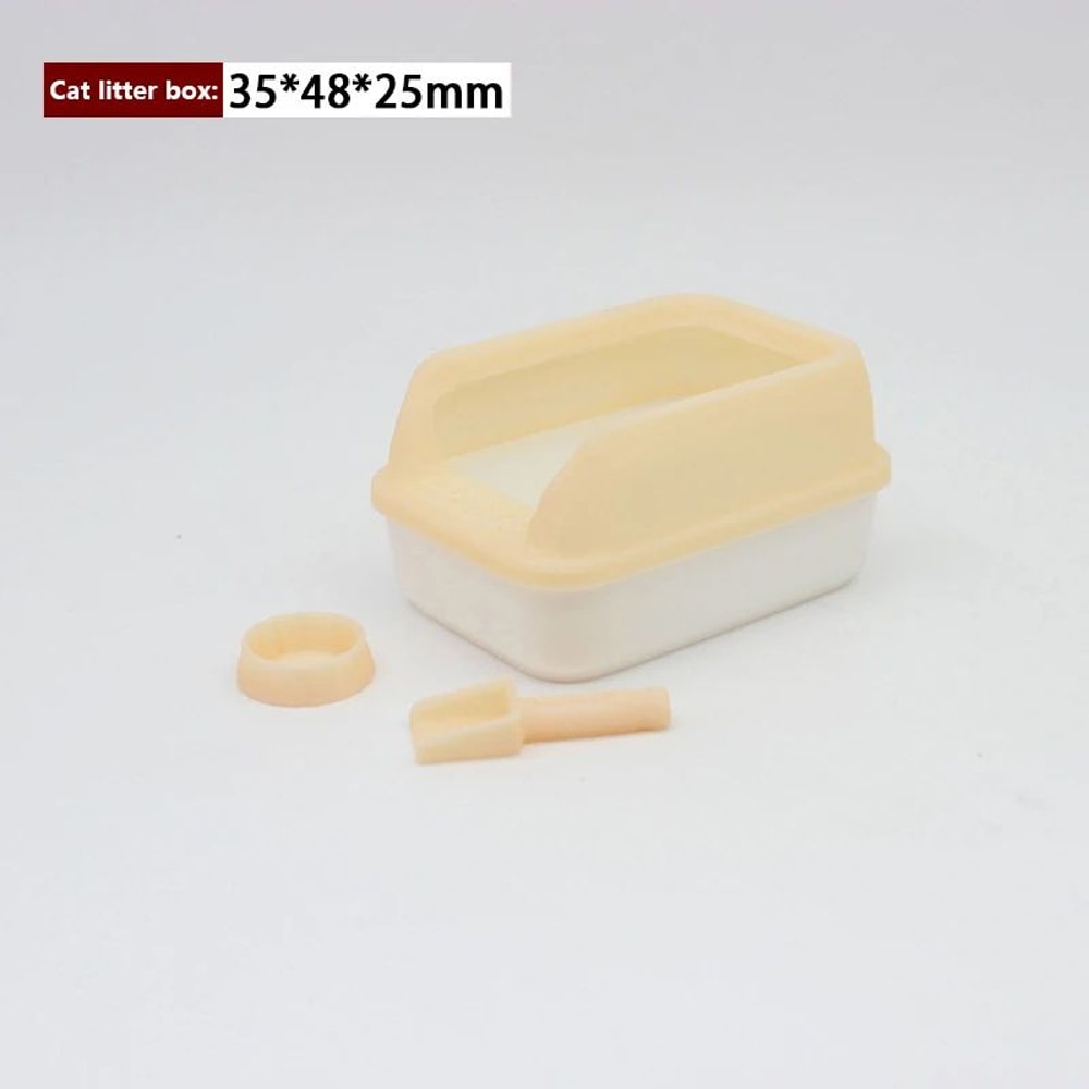 3pcs Mini Dollhouse Cat Litter Box Set Miniature Pet Supplies With Shovel Accessories 6