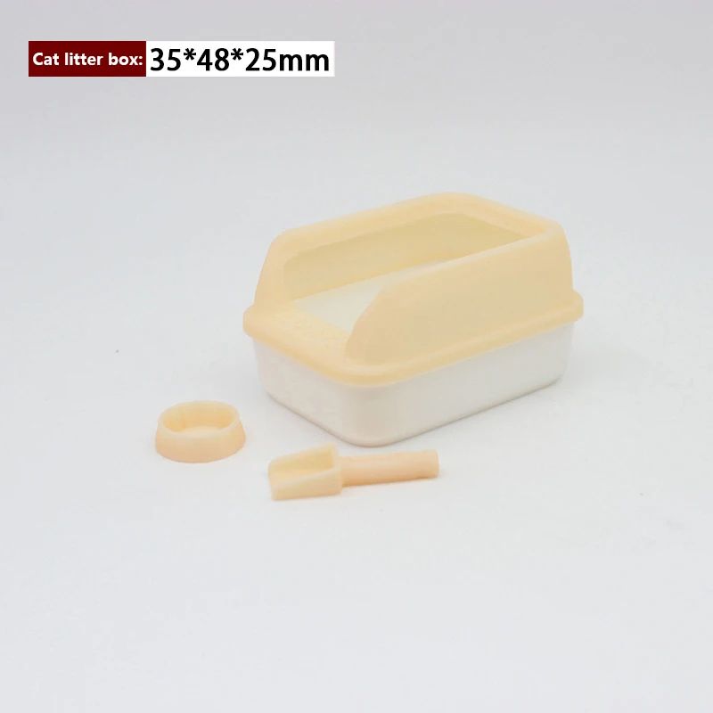 3pcs Mini Dollhouse Cat Litter Box Set Miniature Pet Supplies With Shovel Accessories 6
