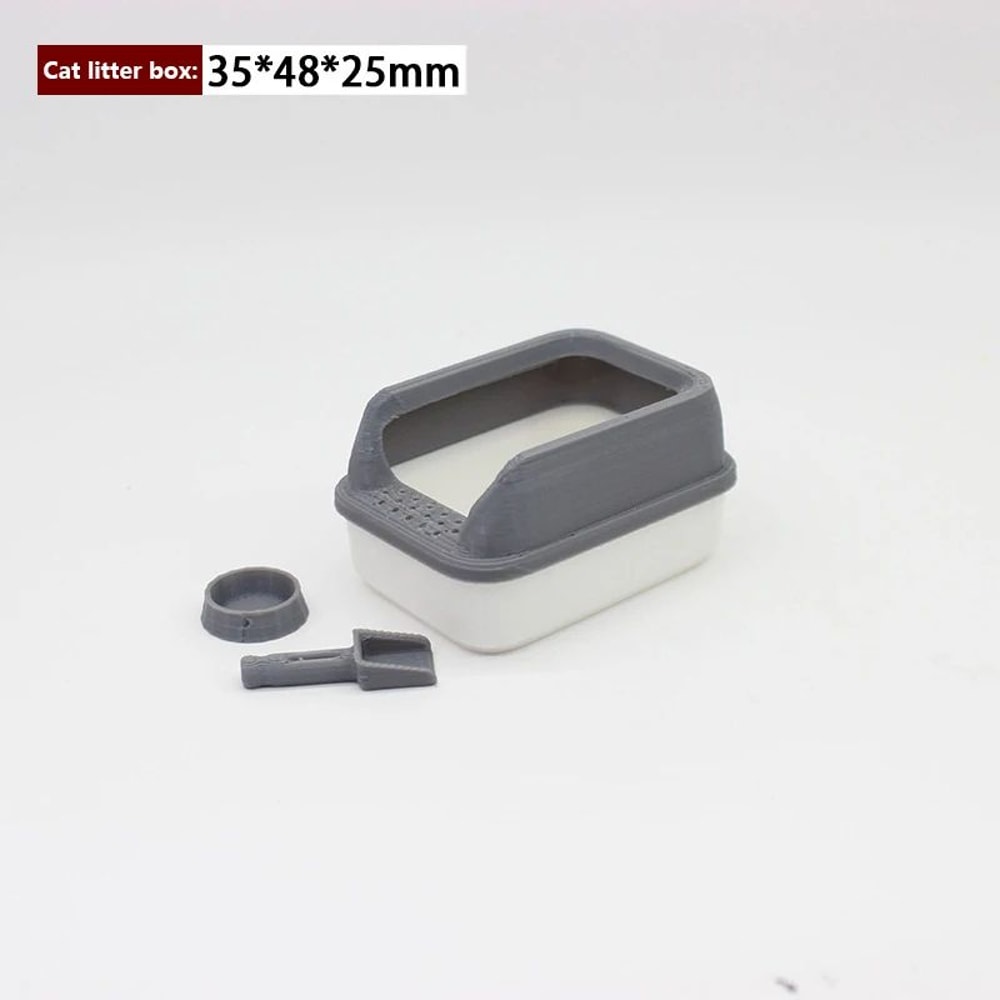 3pcs Mini Dollhouse Cat Litter Box Set Miniature Pet Supplies With Shovel Accessories 7