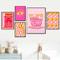 Pink Strawberry Lemon Cocktail Canvas Poster Retro Kitchen Bar Wall Art 1