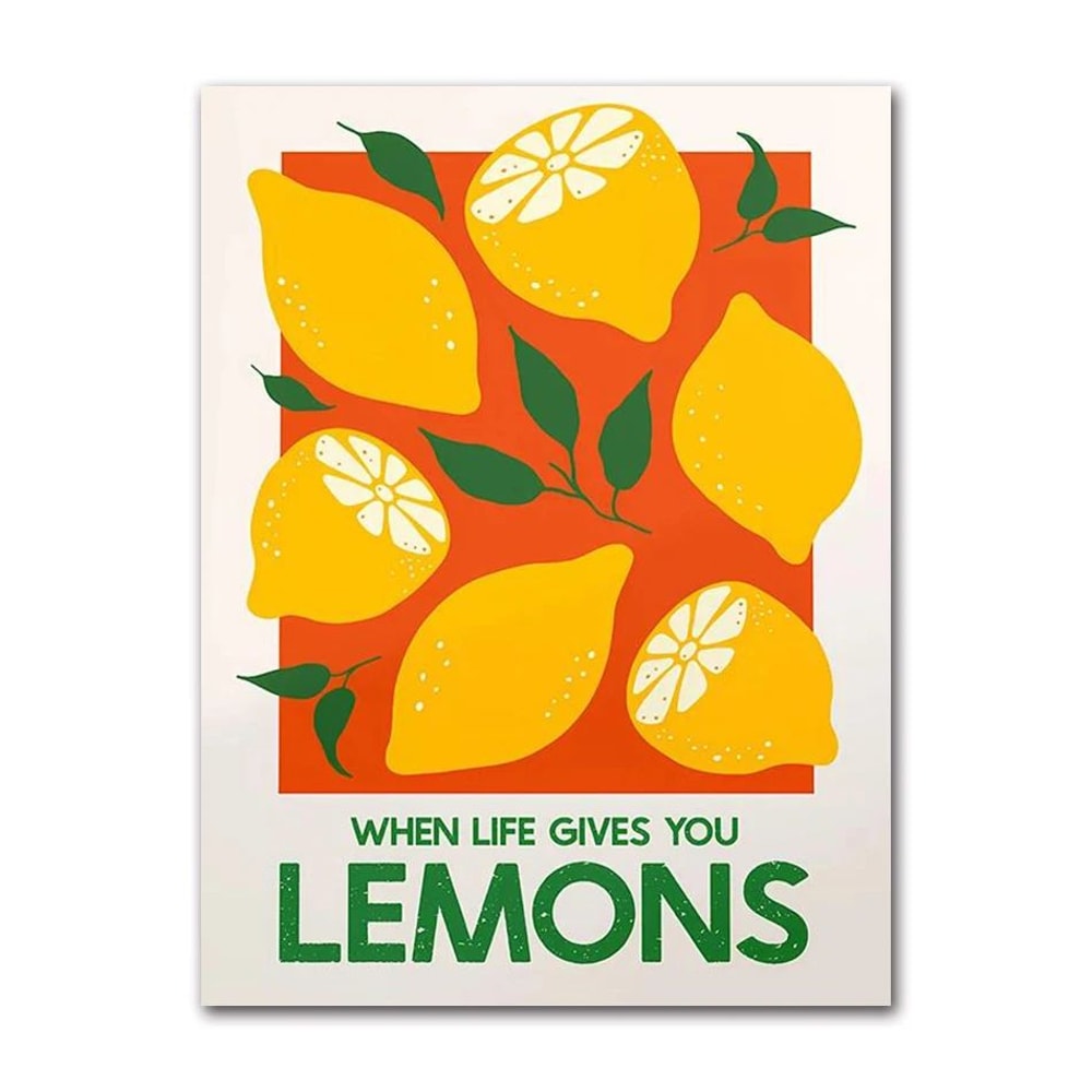 Pink Strawberry Lemon Cocktail Canvas Poster Retro Kitchen Bar Wall Art 9