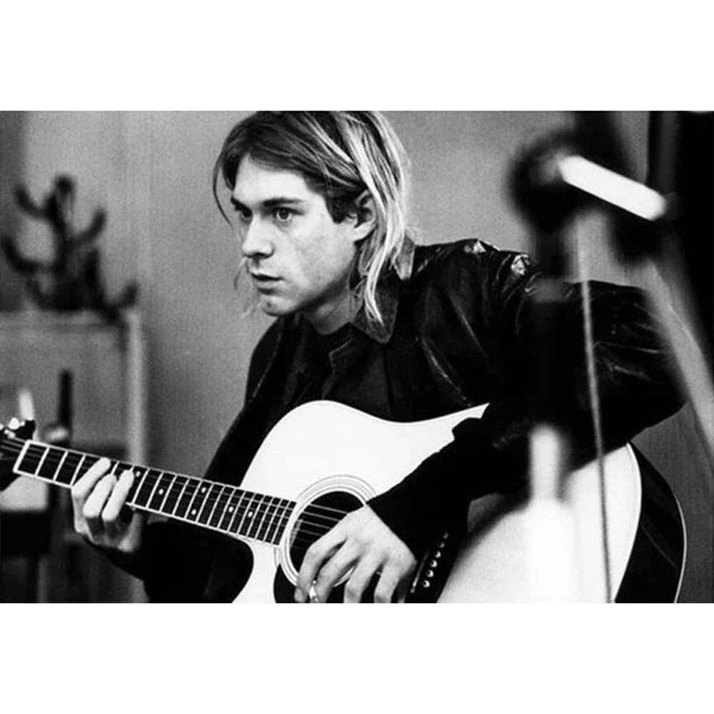 Kurt Cobain Retro Rock Music Canvas Poster Black White Vintage Wall Art 10