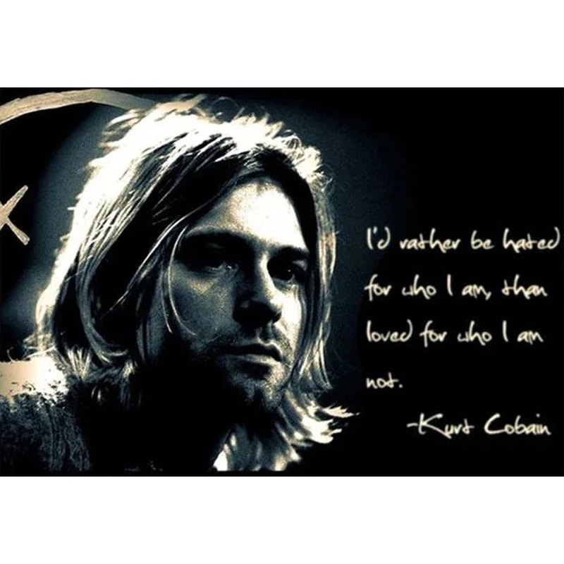 Kurt Cobain Retro Rock Music Canvas Poster Black White Vintage Wall Art 11
