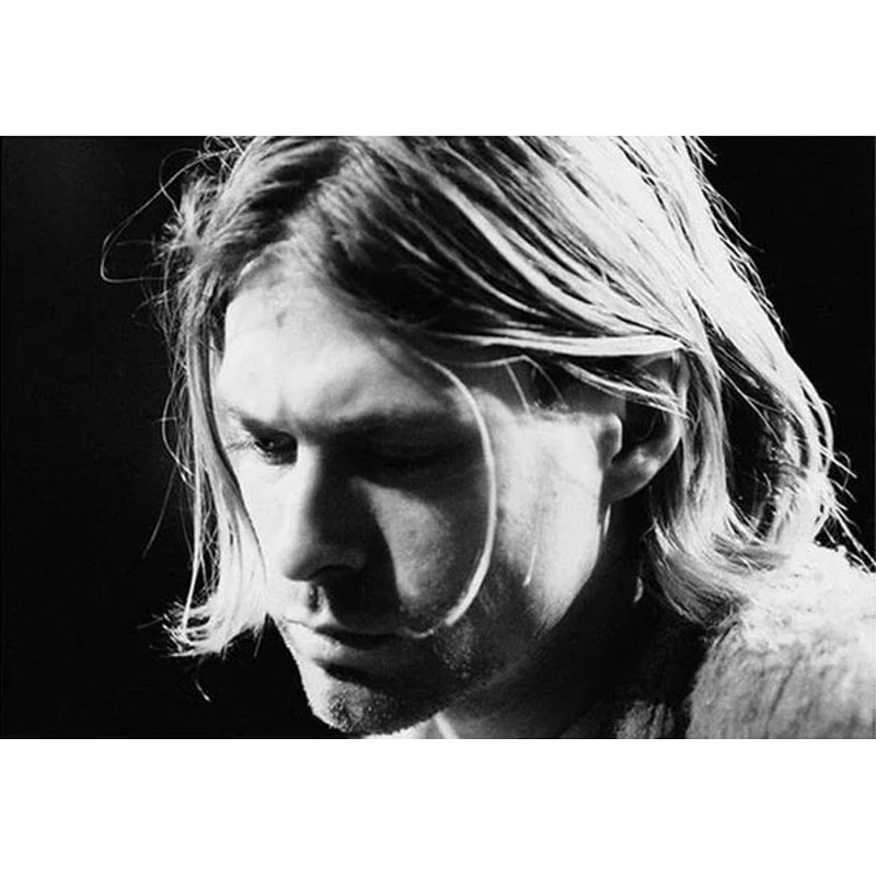 Kurt Cobain Retro Rock Music Canvas Poster Black White Vintage Wall Art 13