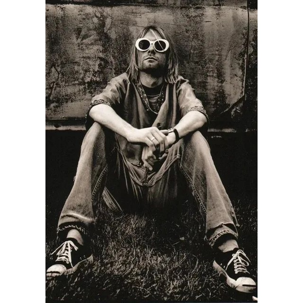 Kurt Cobain Retro Rock Music Canvas Poster Black White Vintage Wall Art 17