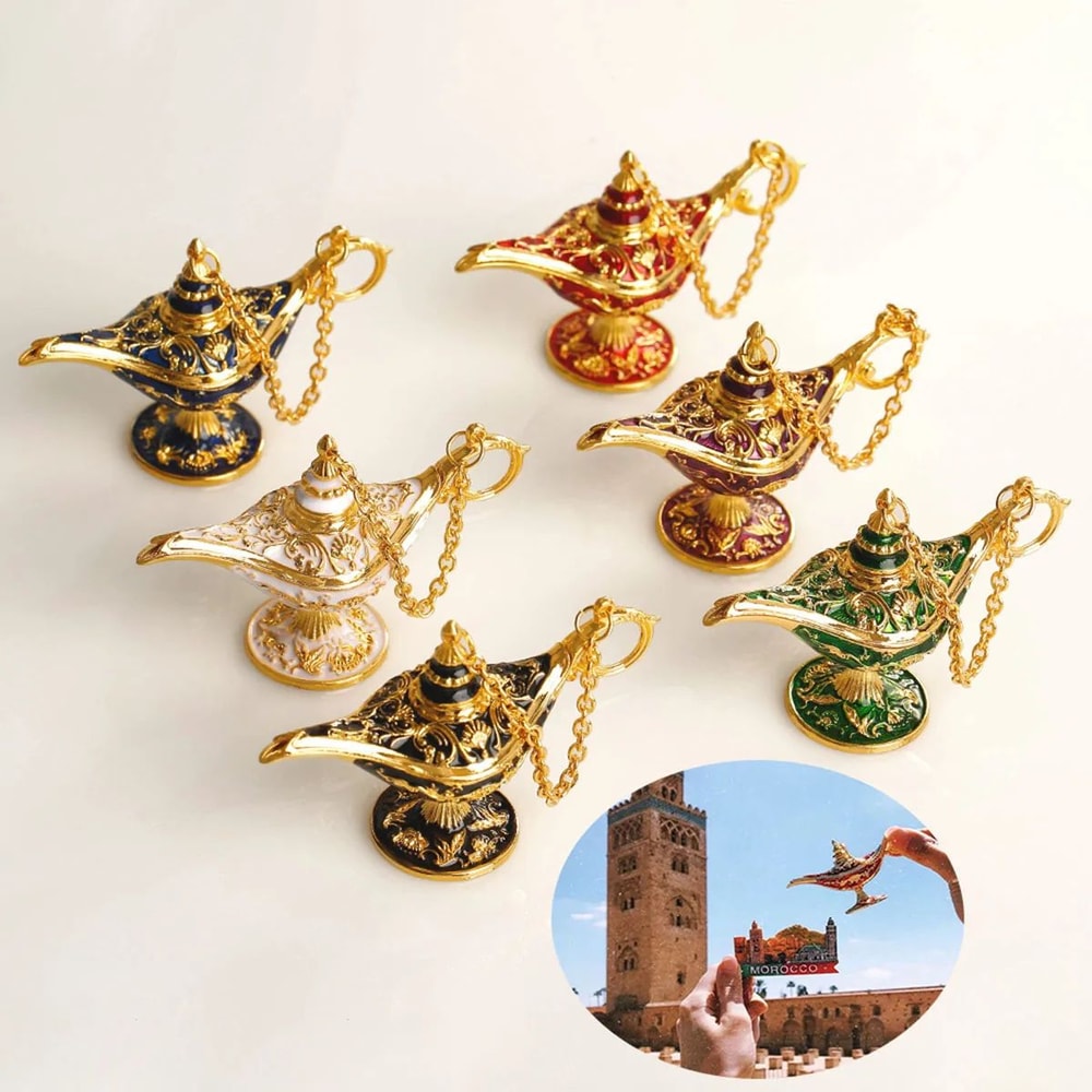 Vintage Aladdin Magic Lamp Ornament European Metal Home Decor Craft 2