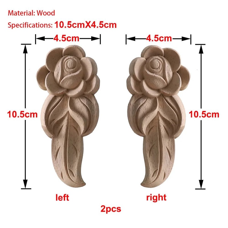 Carved Wood Rose Applique European Floral Trim For Cabinet Door Wall Decor 6