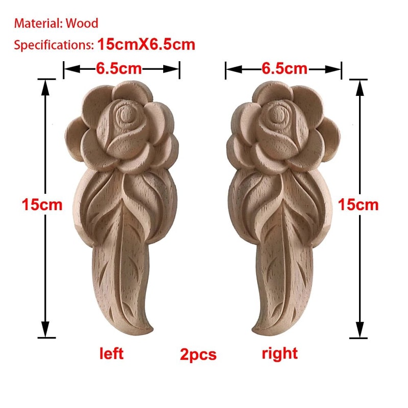 Carved Wood Rose Applique European Floral Trim For Cabinet Door Wall Decor 8