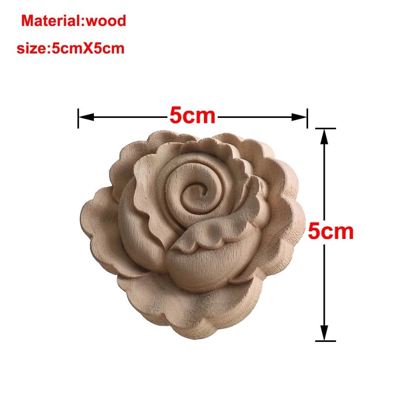 Carved Wood Rose Applique European Floral Trim For Cabinet Door Wall Decor 14