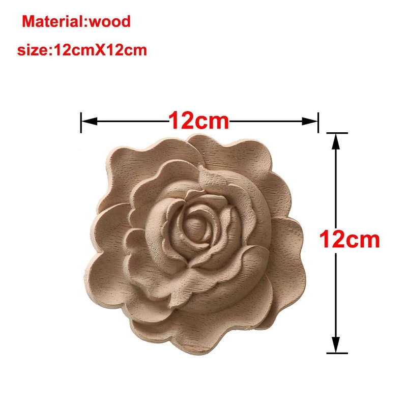 Carved Wood Rose Applique European Floral Trim For Cabinet Door Wall Decor 17