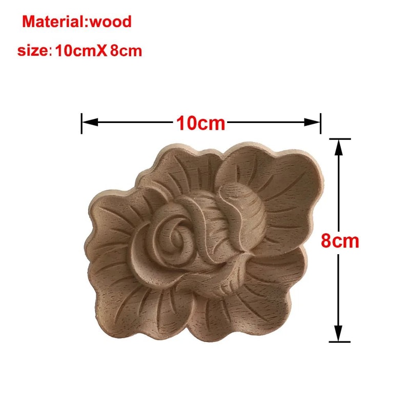 Carved Wood Rose Applique European Floral Trim For Cabinet Door Wall Decor 20