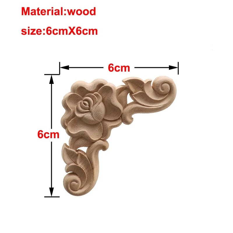 Carved Wood Rose Applique European Floral Trim For Cabinet Door Wall Decor 22
