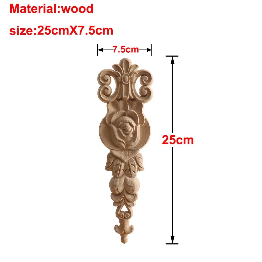 Carved Wood Rose Applique European Floral Trim For Cabinet Door Wall Decor 24