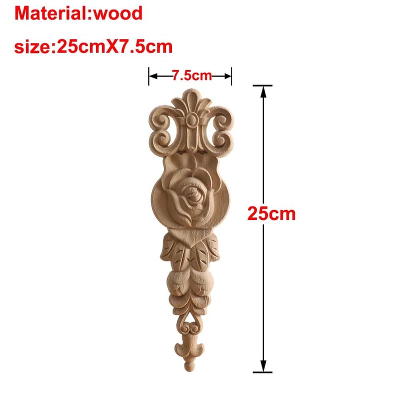 Carved Wood Rose Applique European Floral Trim For Cabinet Door Wall Decor 24