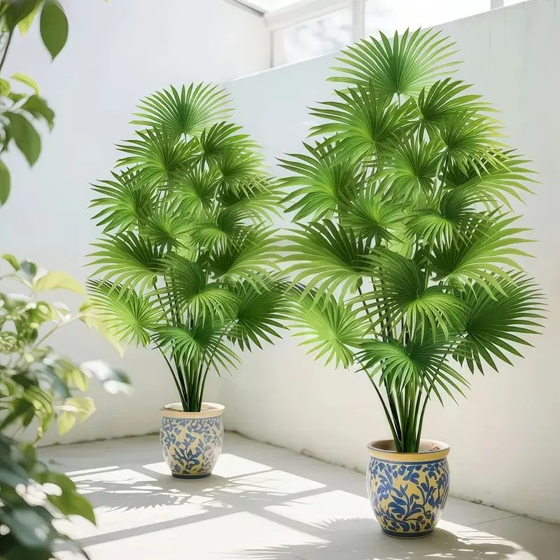 315Inch Artificial Fan Palm Tree Large Fake Tropical Plant For Indoor Outdoor Home Decor 4