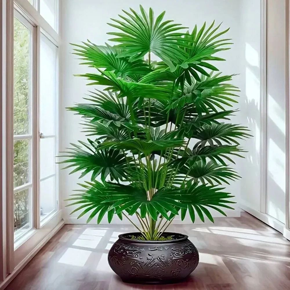 315Inch Artificial Fan Palm Tree Large Fake Tropical Plant For Indoor Outdoor Home Decor 5