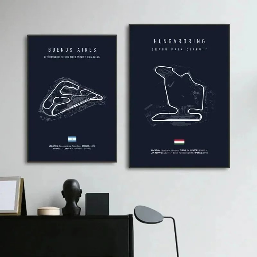 F1 Circuit Track Canvas Wall Art Nurburgring Monza Silverstone Motorsport Racing Poster 0