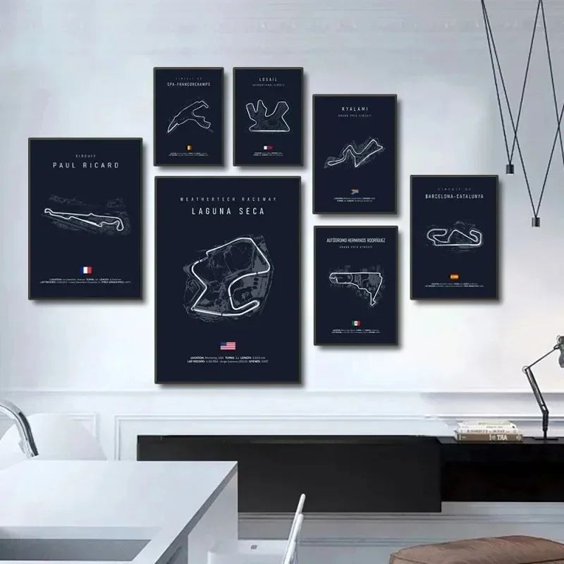 F1 Circuit Track Canvas Wall Art Nurburgring Monza Silverstone Motorsport Racing Poster 1