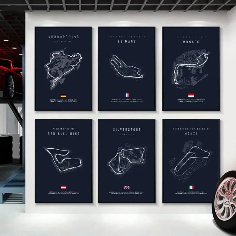 F1 Circuit Track Canvas Wall Art Nurburgring Monza Silverstone Motorsport Racing Poster 4