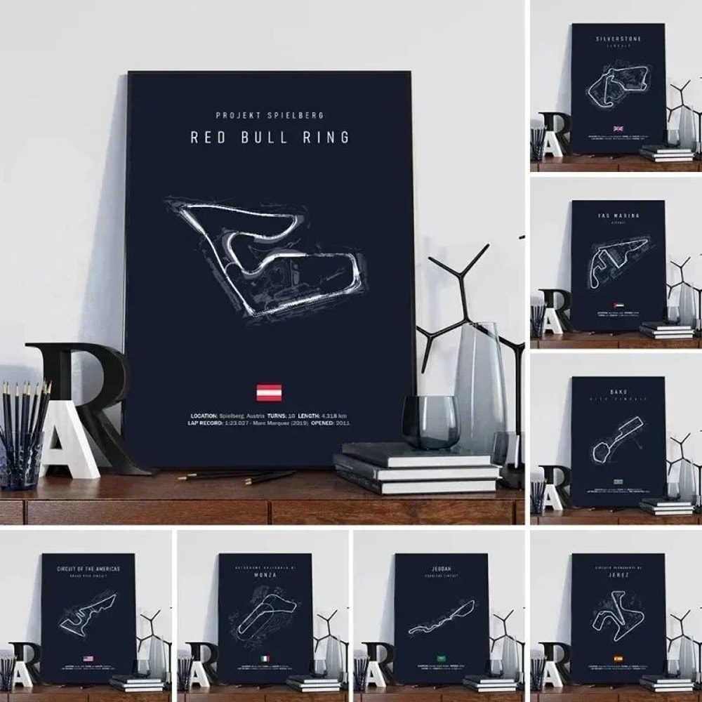 F1 Circuit Track Canvas Wall Art Nurburgring Monza Silverstone Motorsport Racing Poster 5