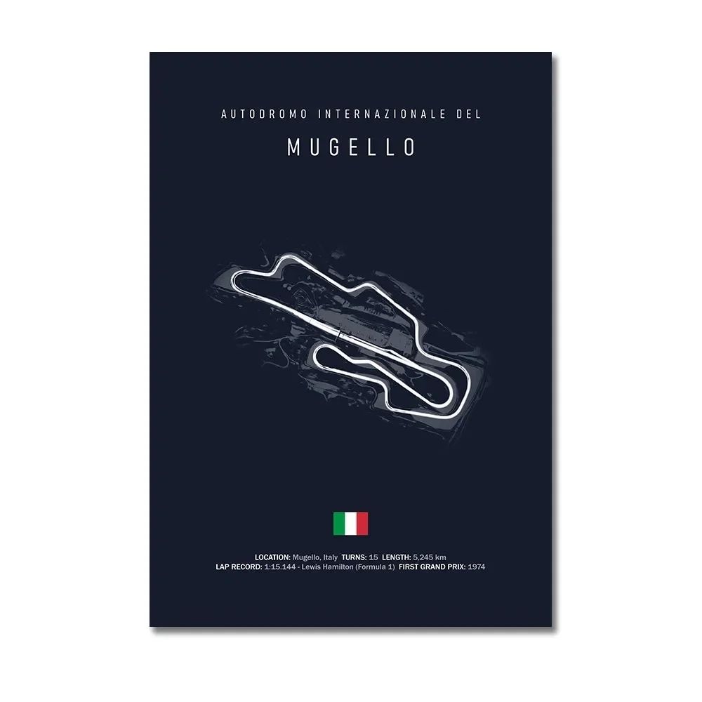 F1 Circuit Track Canvas Wall Art Nurburgring Monza Silverstone Motorsport Racing Poster 19