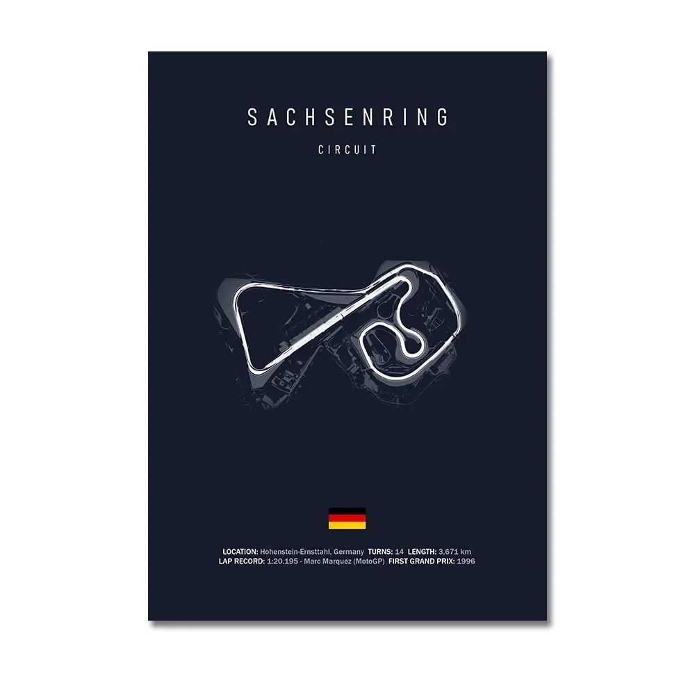 F1 Circuit Track Canvas Wall Art Nurburgring Monza Silverstone Motorsport Racing Poster 20