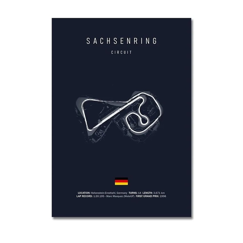 F1 Circuit Track Canvas Wall Art Nurburgring Monza Silverstone Motorsport Racing Poster 20