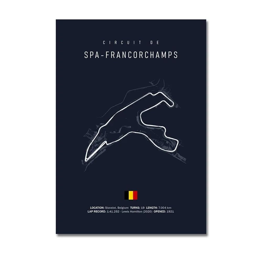 F1 Circuit Track Canvas Wall Art Nurburgring Monza Silverstone Motorsport Racing Poster 22