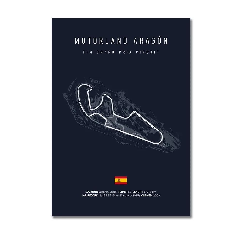 F1 Circuit Track Canvas Wall Art Nurburgring Monza Silverstone Motorsport Racing Poster 23