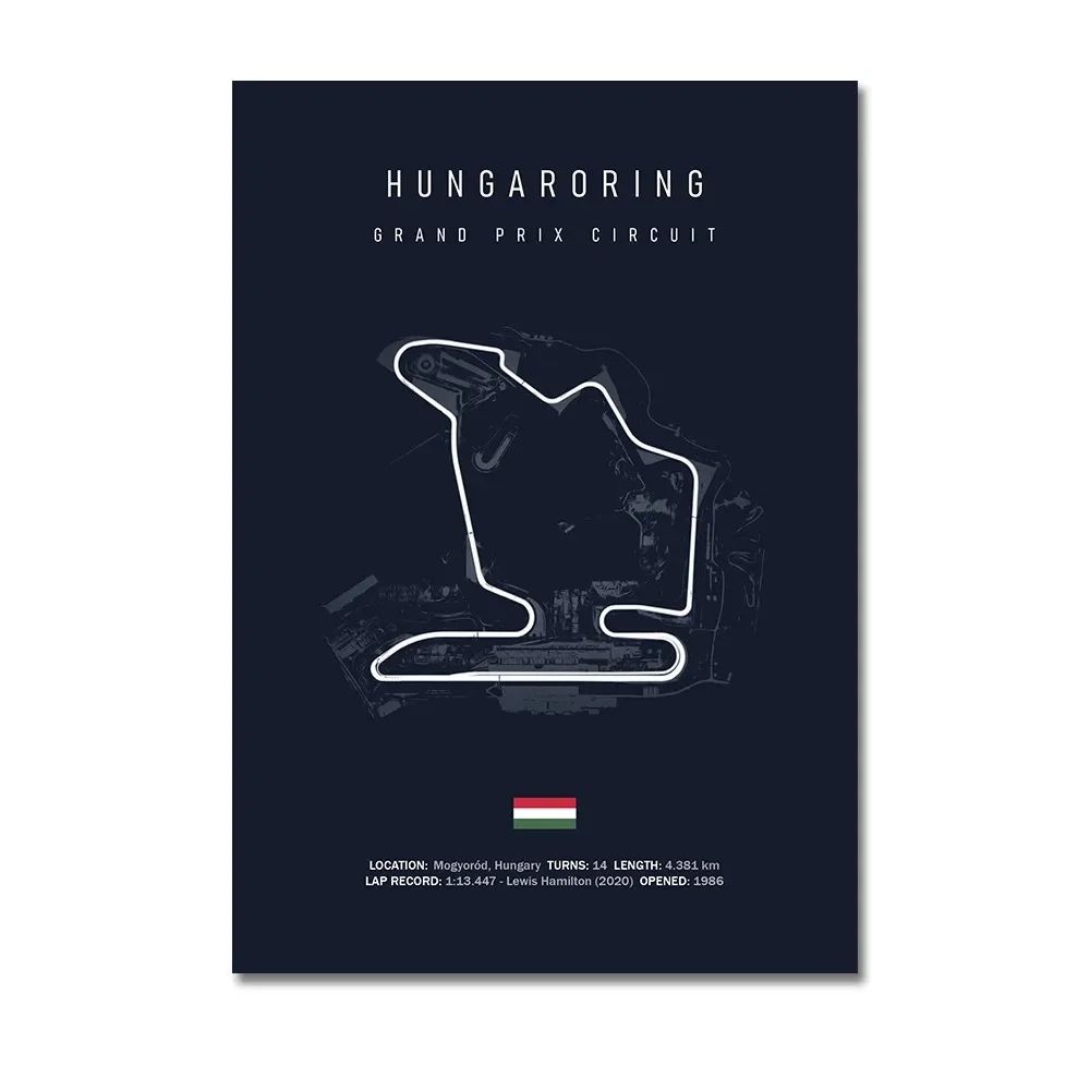 F1 Circuit Track Canvas Wall Art Nurburgring Monza Silverstone Motorsport Racing Poster 27