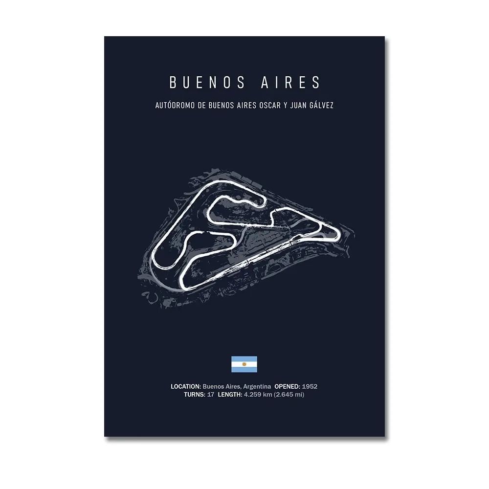 F1 Circuit Track Canvas Wall Art Nurburgring Monza Silverstone Motorsport Racing Poster 28