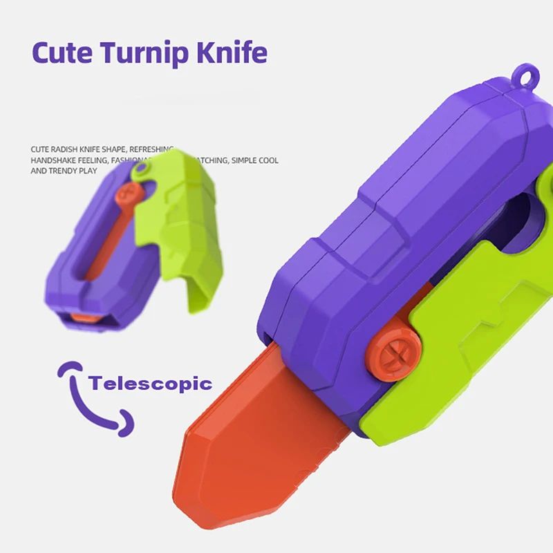 3D Printed Carrot Butterfly Fidget Knife Toy Funny Gravity Folding Stress Relief Gadget 4