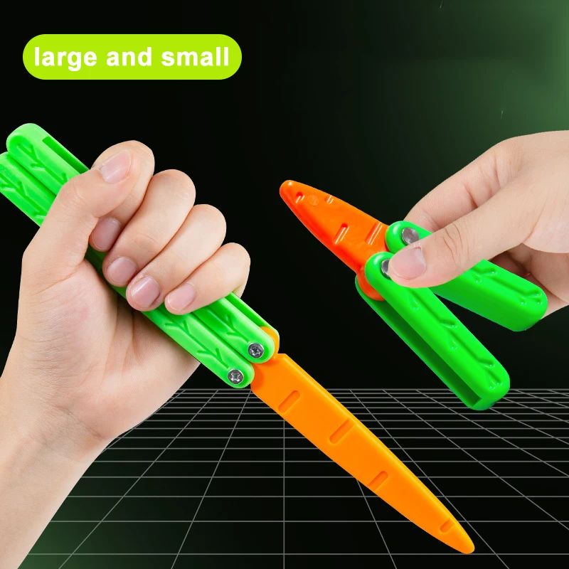 3D Printed Carrot Butterfly Fidget Knife Toy Funny Gravity Folding Stress Relief Gadget 2
