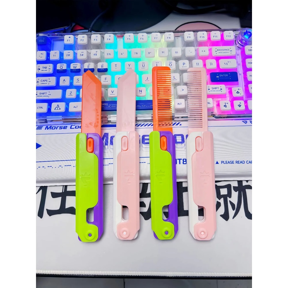 3D Printed Carrot Butterfly Fidget Knife Toy Funny Gravity Folding Stress Relief Gadget 5