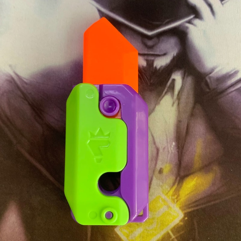 3D Printed Carrot Butterfly Fidget Knife Toy Funny Gravity Folding Stress Relief Gadget 7