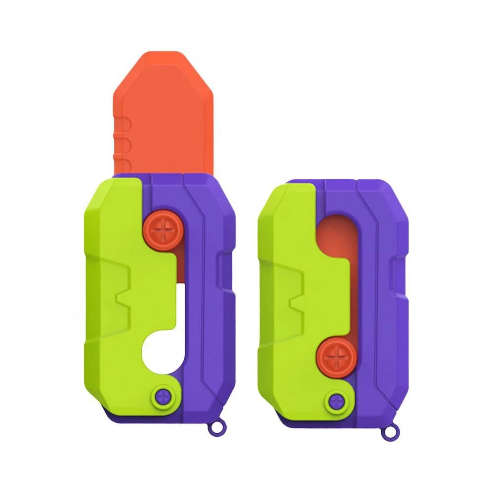 3D Printed Carrot Butterfly Fidget Knife Toy Funny Gravity Folding Stress Relief Gadget 9