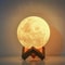 DIY Planet Moon Night Light 8cm Galaxy Painting Lamp With Wooden Stand 1