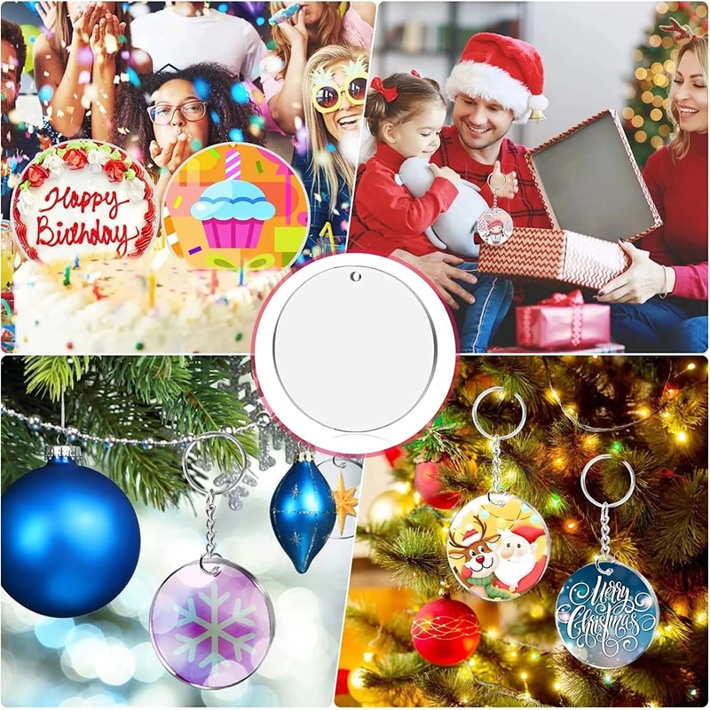 Clear Acrylic Ornament Blanks Round Transparent Disc For DIY Crafts Vinyl Projects 3